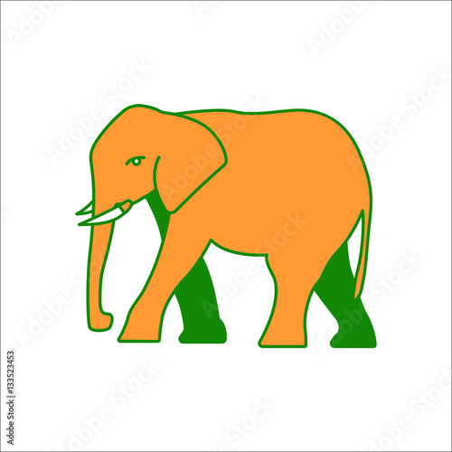 Elephant symbol flat icon on background