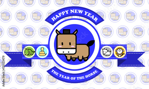 Cute horse cartoon icon for chinese zodiac calendar vector illustrator