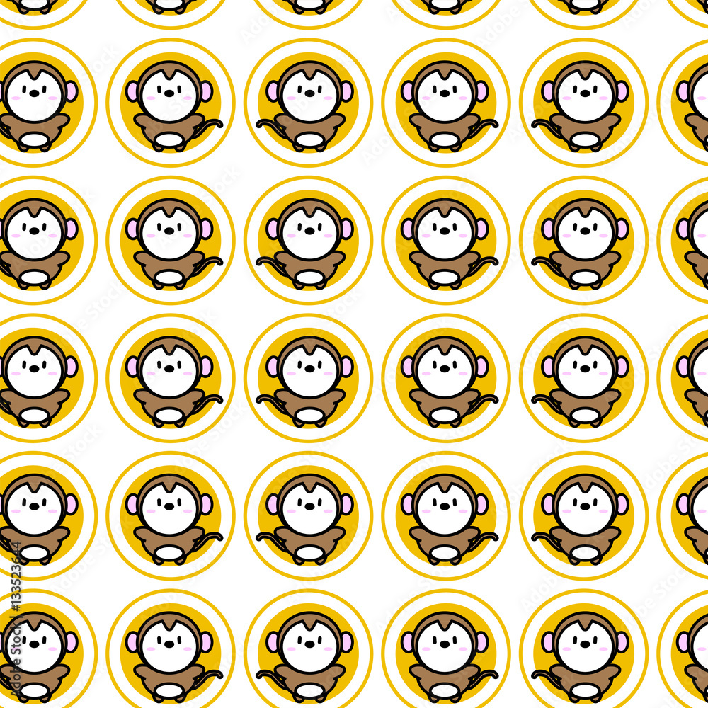 Cute monkey cartoon icon for chinese zodiac vector pattern Cute monkey cartoon icon for chinese zodiac vector pattern