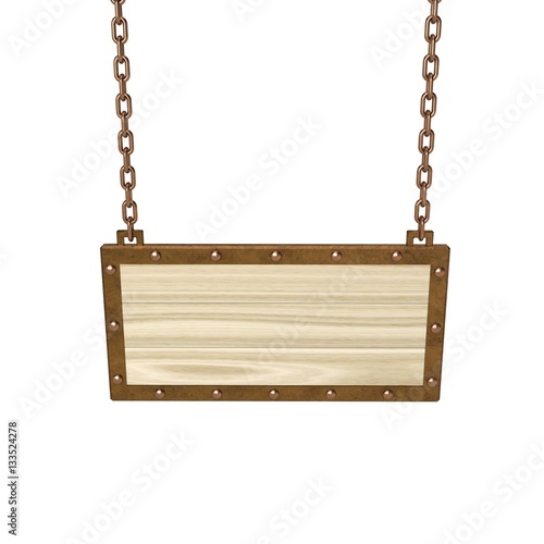 Blank wooden signboard with...