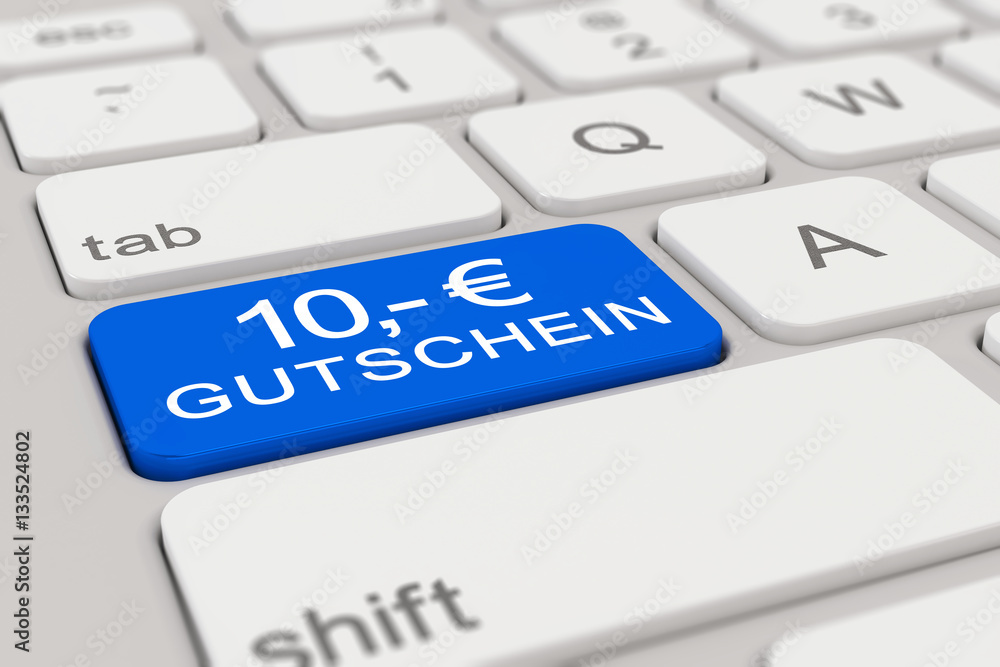 Tastatur - 10 Euro Gutschein - blau Tastatur - 10 Euro Gutschein - blau