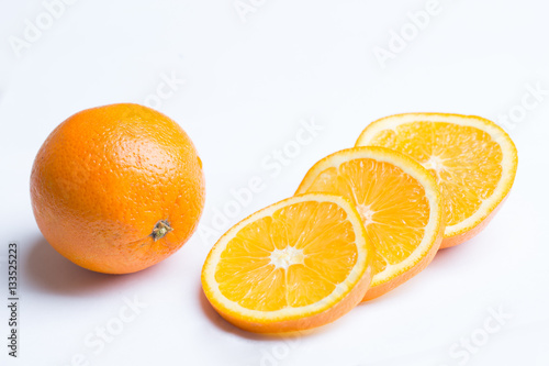 orange sliced on a white