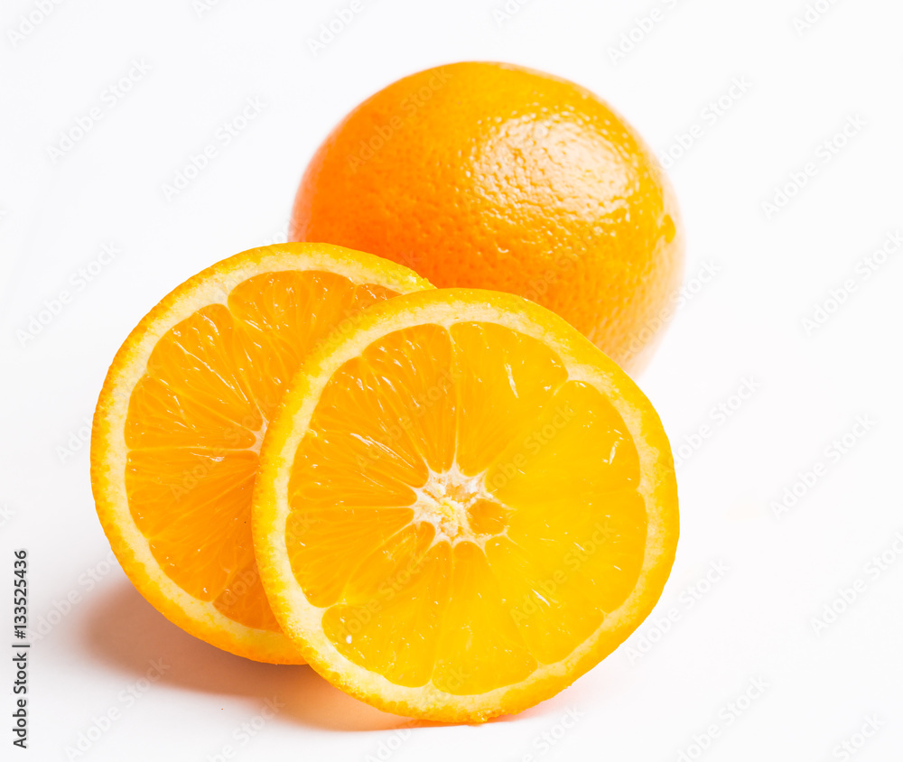 orange sliced on a white