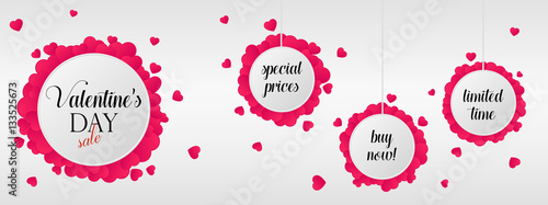 Valentine's day sales, Valentine's day banner with offers and hearts