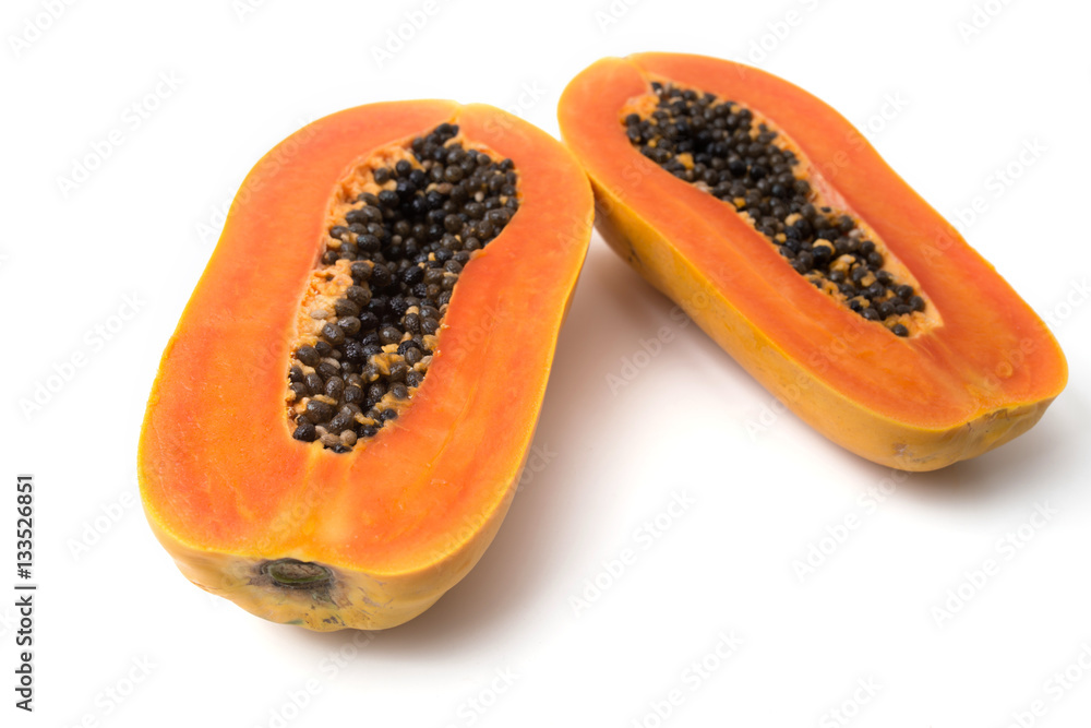 slice ripe papaya isolated slice ripe papaya isolated