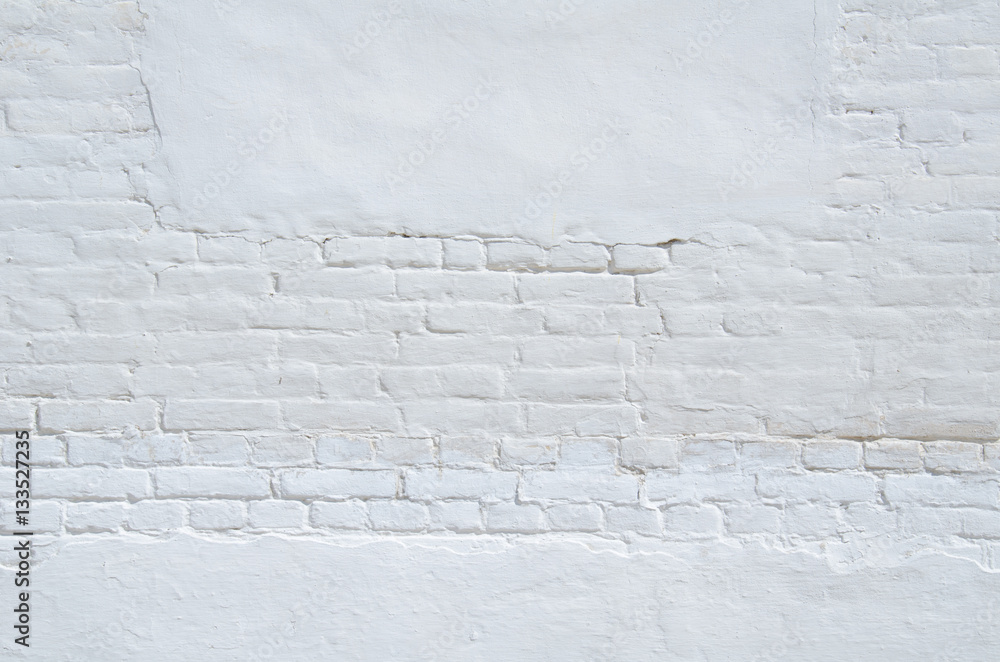 Texture of old white and gray brick wall surface with cement and ...