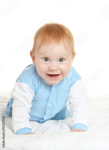 Adorable baby boy on blanket