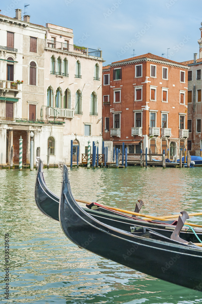 gondola for tourist travel at canal Venice, Italy . 