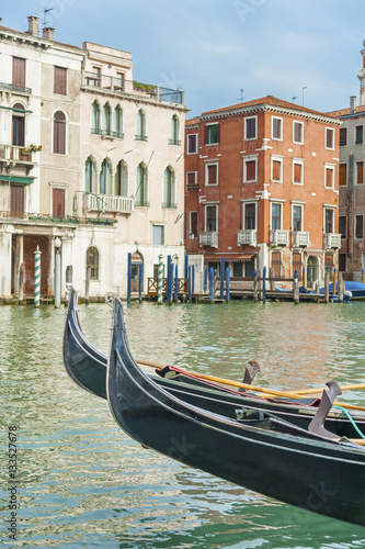 gondola for tourist travel at canal Venice, Italy . 