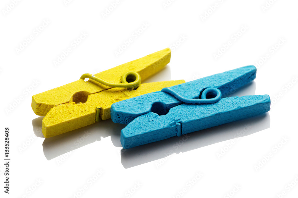 Background of multi colored linen clothespins Background of multi colored linen clothespins