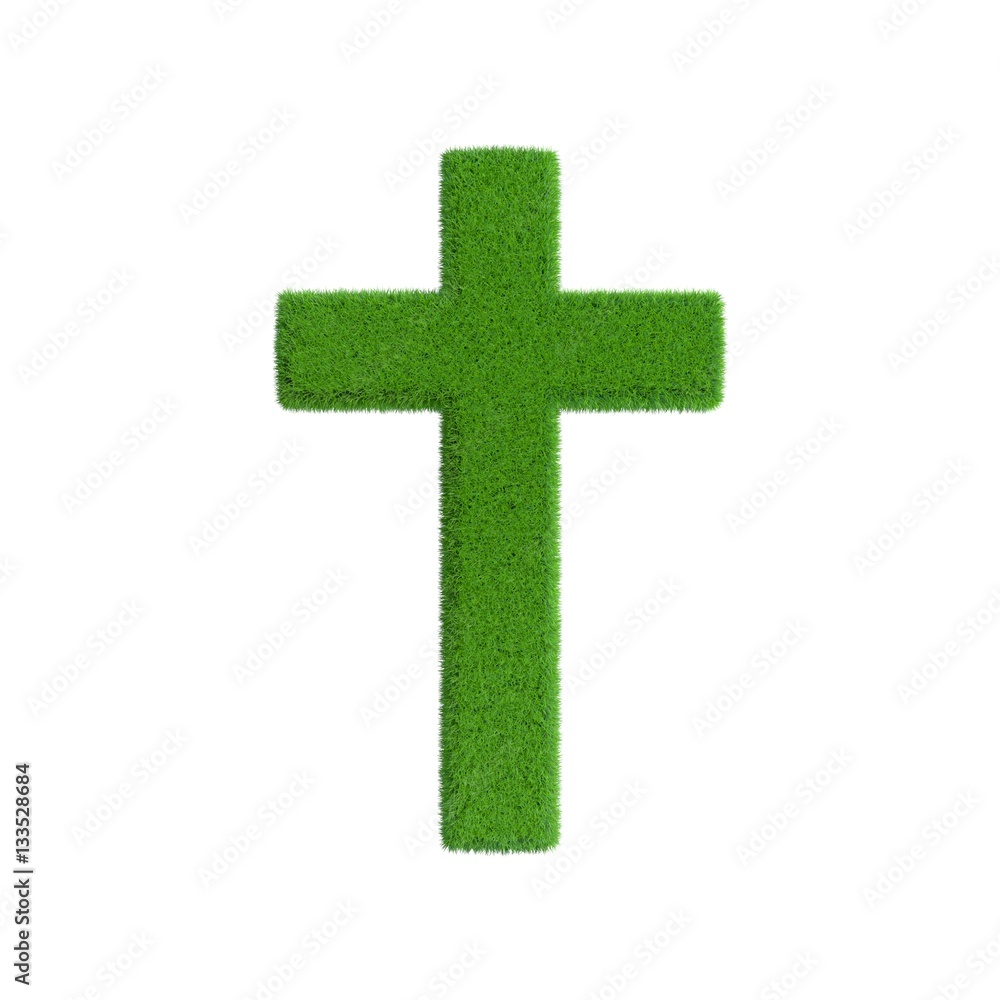 Christian Cross from grass.3D rendering illustration. Christian Cross from grass.3D rendering illustration.