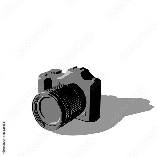 Photo camera. Isolated on w...