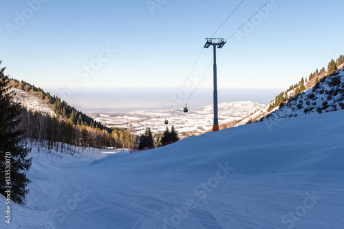 track for ski and snowboard in the mountains