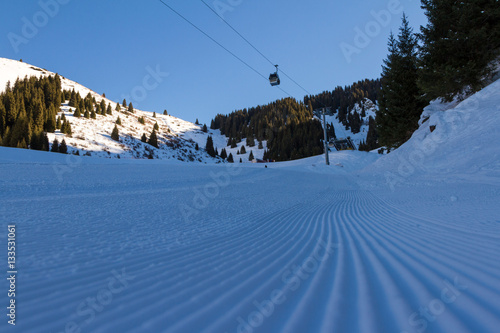 downhill skiing in the morning © korvit