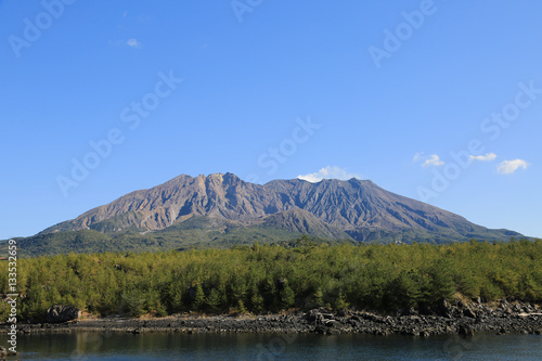 鹿児島県鹿児島市 溶岩なぎさ遊歩道から見た桜島