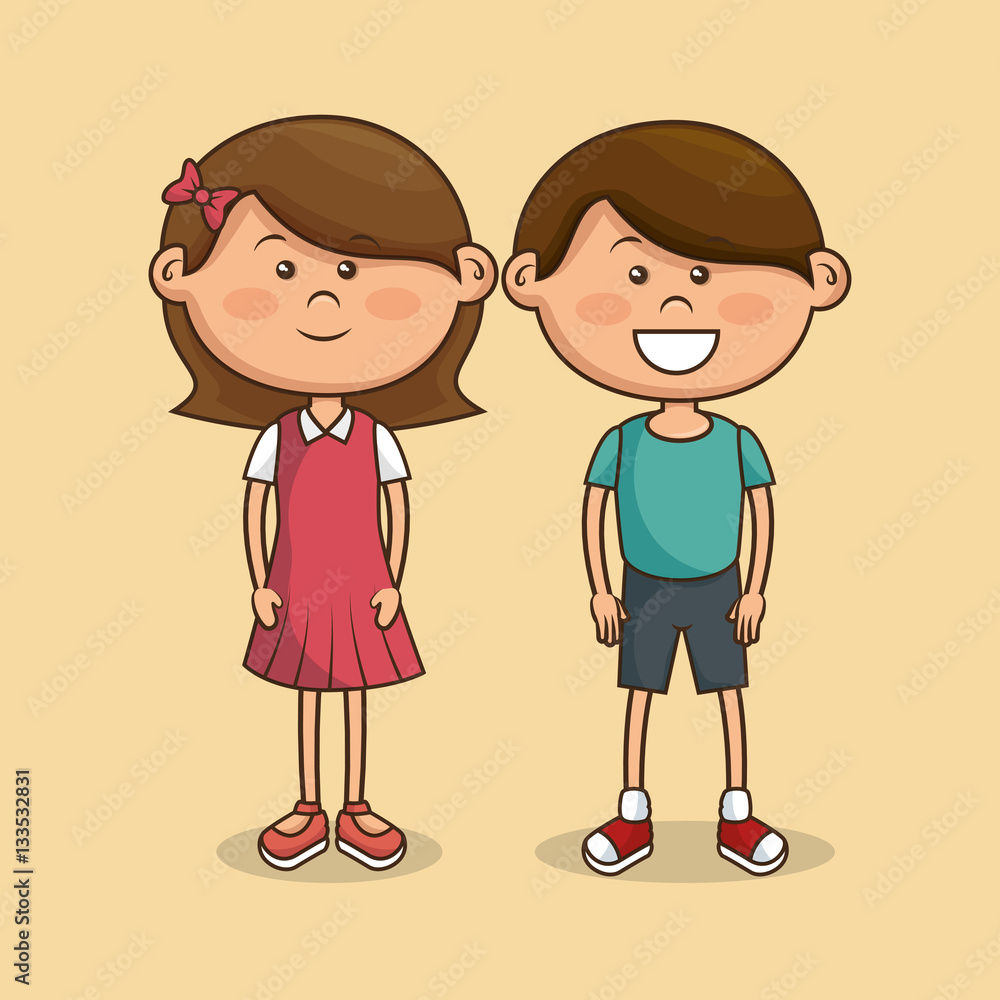cute little kids characters vector illustration design