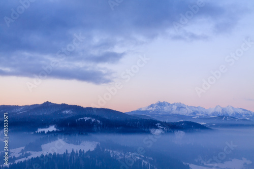 Clouds approaching to ridge of Tatra mountains.