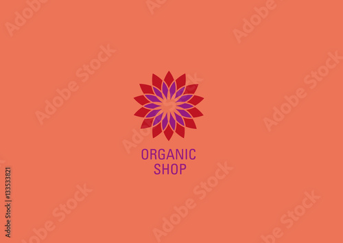 Development of linear logo pattern in the form of a flower shop for organics