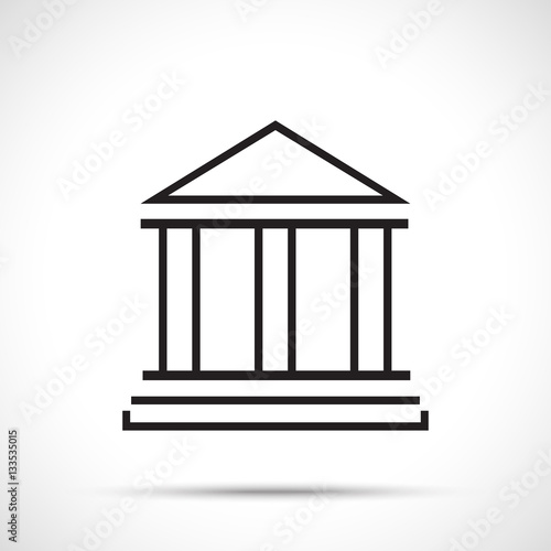 Bank building Icon. Court building icon isolated on white background. Line art style.