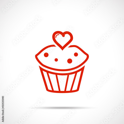 Cake valentine with heart on top. Valentine s day icon.