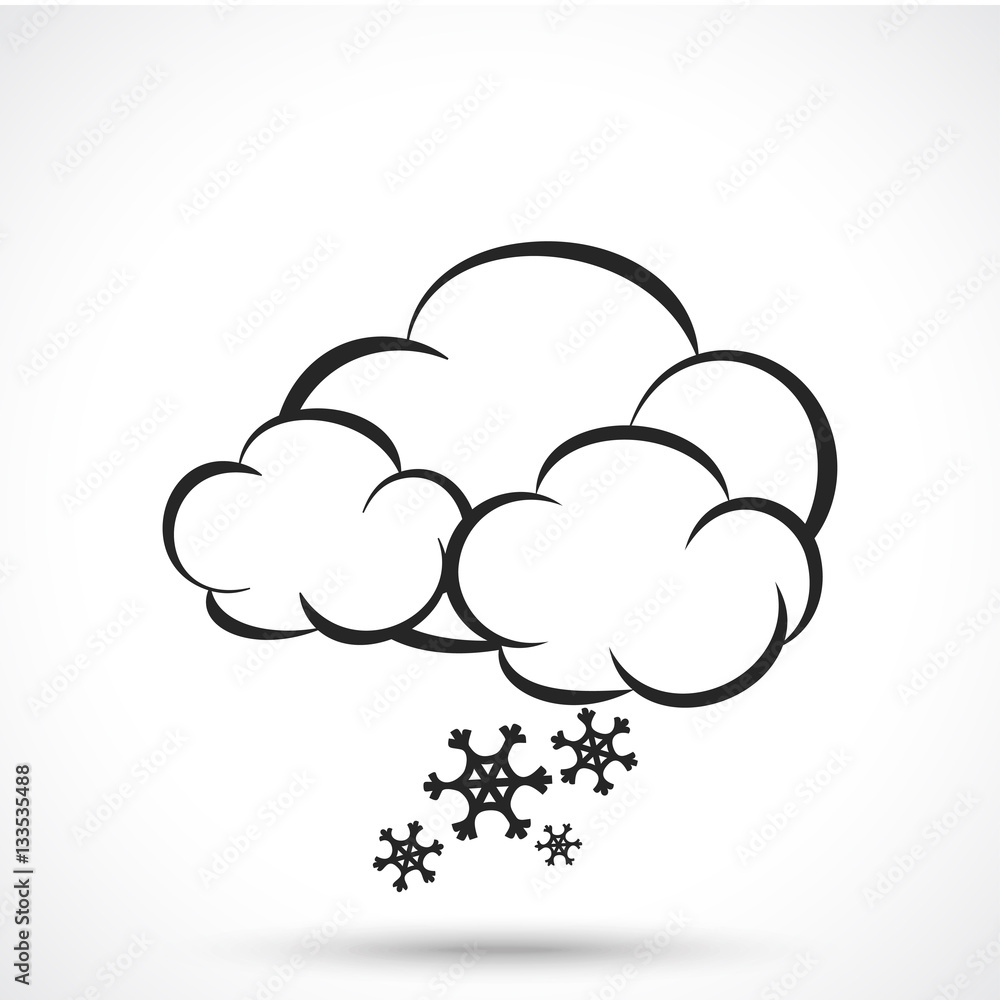 Weather icon. Cloud with snowlakes isolated on white background. Snow symbol. Cloud symbol. Weather icon. Cloud with snowlakes isolated on white background. Snow symbol. Cloud symbol.