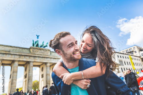 Happy couple having fun in Berlin