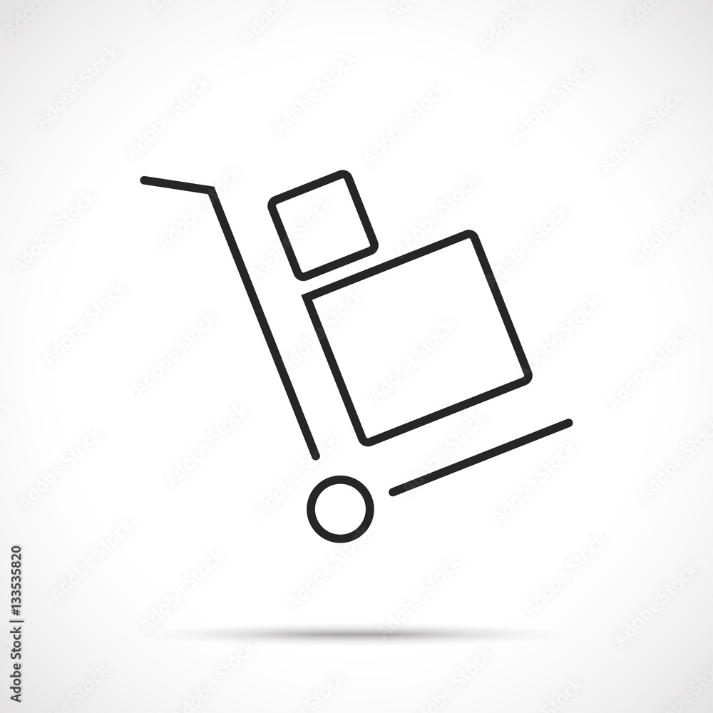 Pallet truck with a cargo. Delivery icon. Free shipping. Pallet truck with a cargo. Delivery icon. Free shipping.