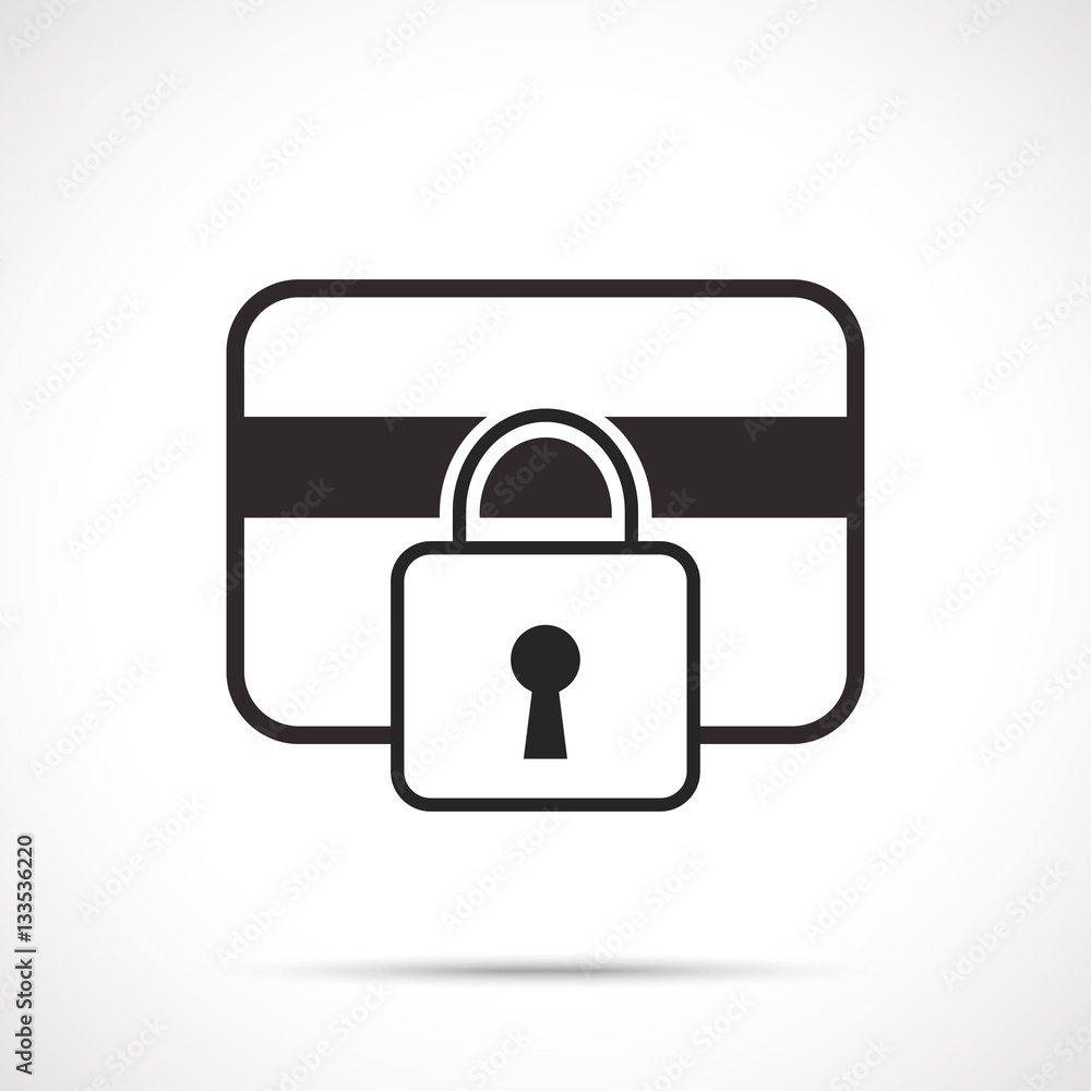 Secure icon. Financial security symbol. Credit card with lock. Secure icon. Financial security symbol. Credit card with lock.