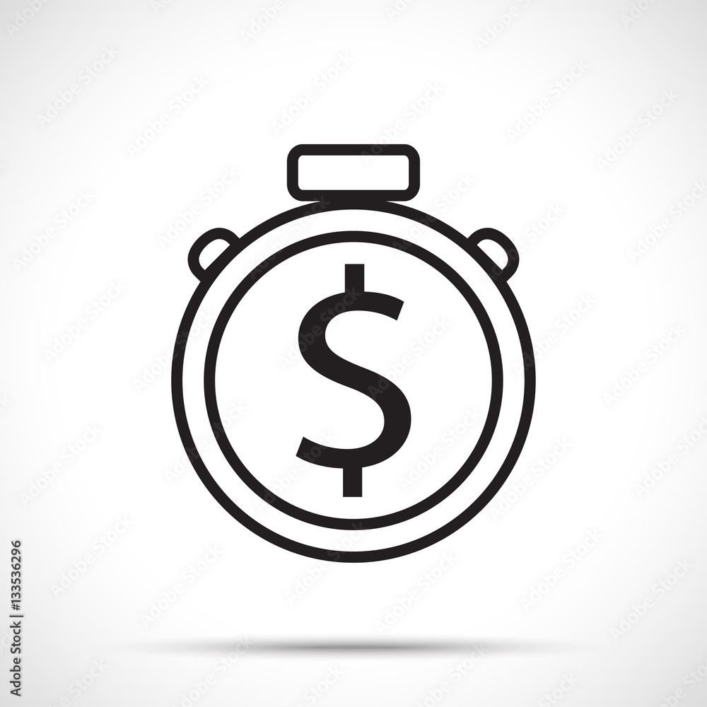 Time is money icon. Timer icon, alarm icon. Line art icon. Time is money icon. Timer icon, alarm icon. Line art icon.