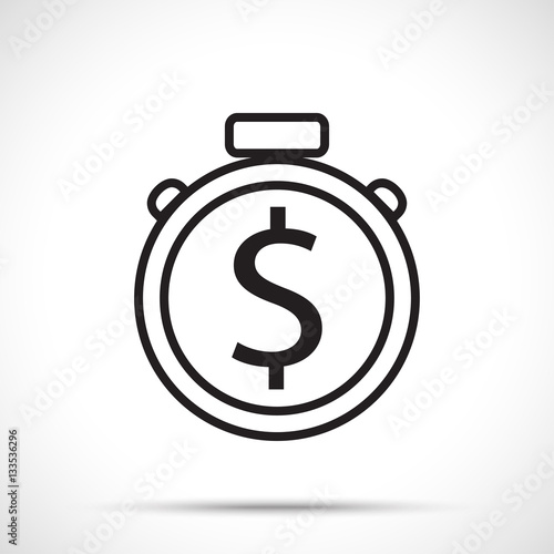 Time is money icon. Timer icon, alarm icon. Line art icon.