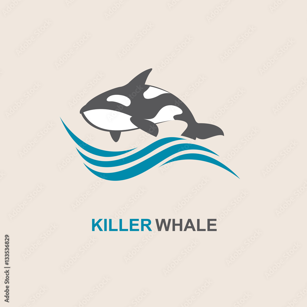 symbol of killer whale and sea wave symbol of killer whale and sea wave