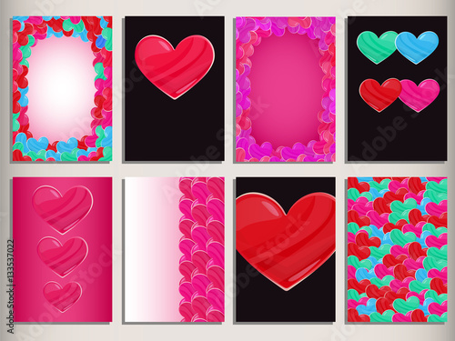Wallpaper Mural Valentines day hearts cards set frame background elements Torontodigital.ca