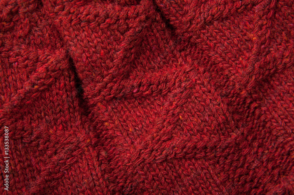 texture of red wool sweater