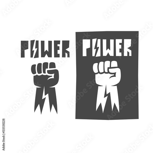 Fist raised up, icon , black illustration logo