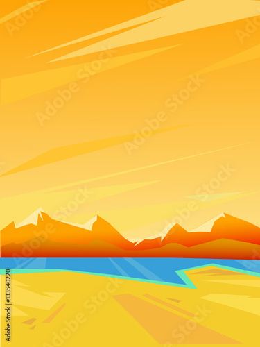 Vector summer landscape. Bright colorful background.