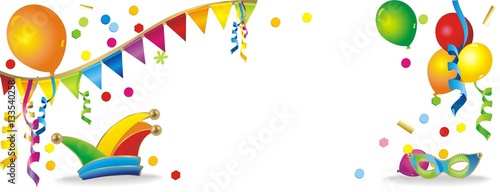bunter Hintergrund mit Luftballons und Konfetti