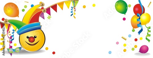 bunter Hintergrund mit Luftballons und Konfetti