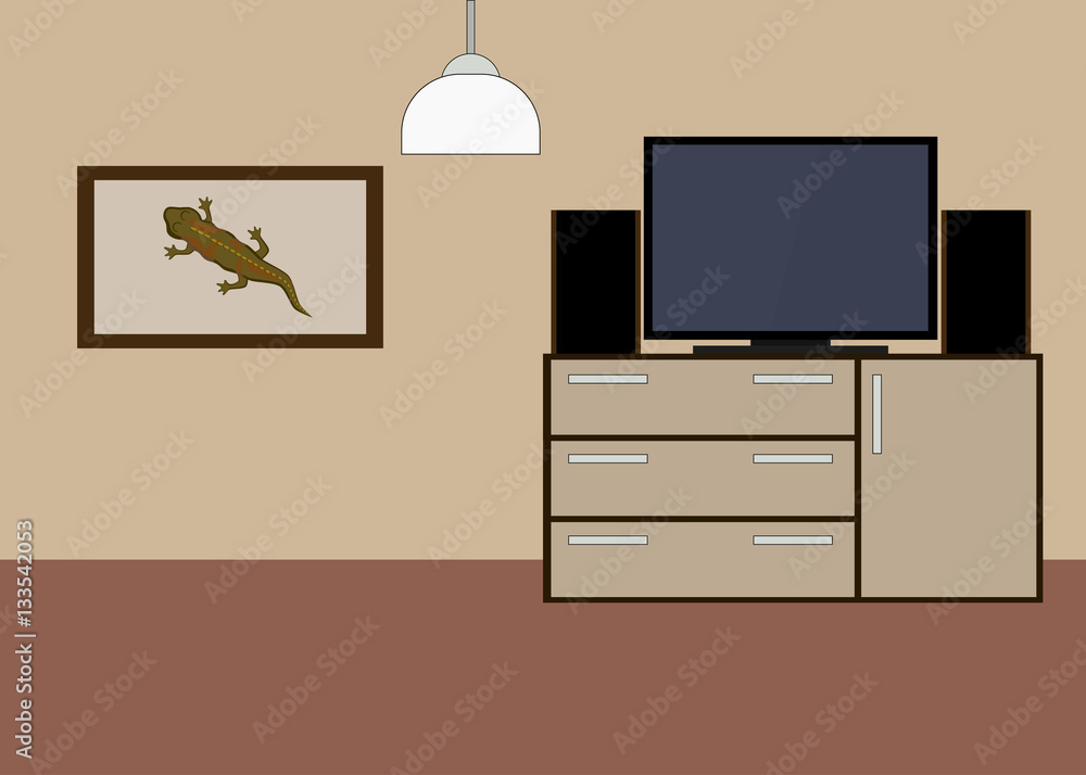 Vector image the interior of the living room. It consists of