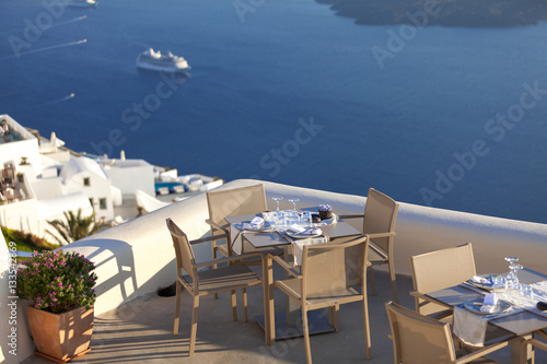 Fototapeta Naklejka Na Ścianę i Meble -  Beautiful restaurant terrace with sea view