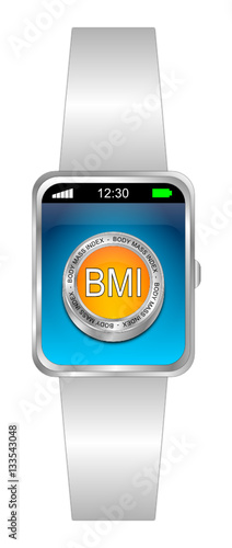 Smartwatch with BMI - Body Mass Index Button - 3D illustration