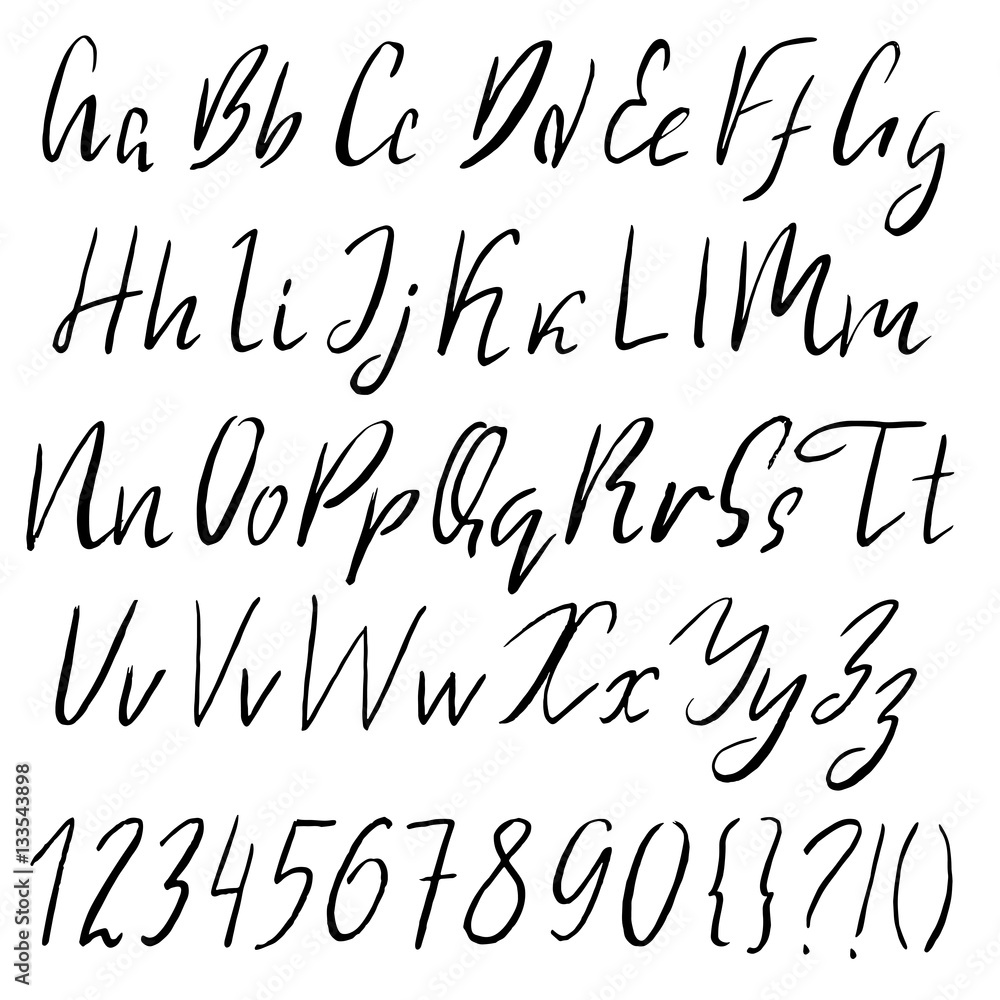 Hand drawn font made by dry brush strokes. Grunge style alphabet Hand drawn font made by dry brush strokes. Grunge style alphabet