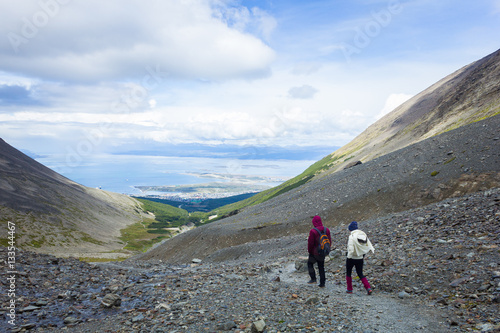 People descending the glacier martial toward the city of Ushuaia / Argentina