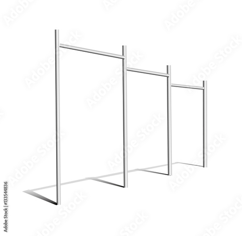 Chrome work out Crossbar in metal. Metallic cross bar isolated.
