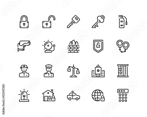 Security outline icon set