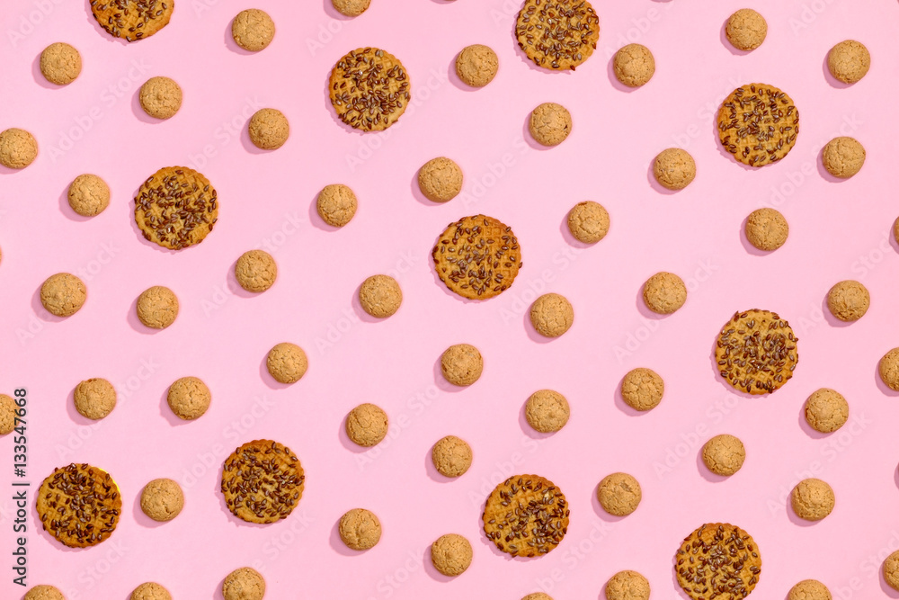 Pattern of sweet cookies on pink background Pattern of sweet cookies on pink background