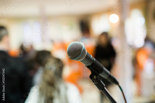 microphone in concert hall, conference or stage