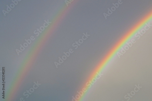 A colorful double rainbow near Quebec  Canada.