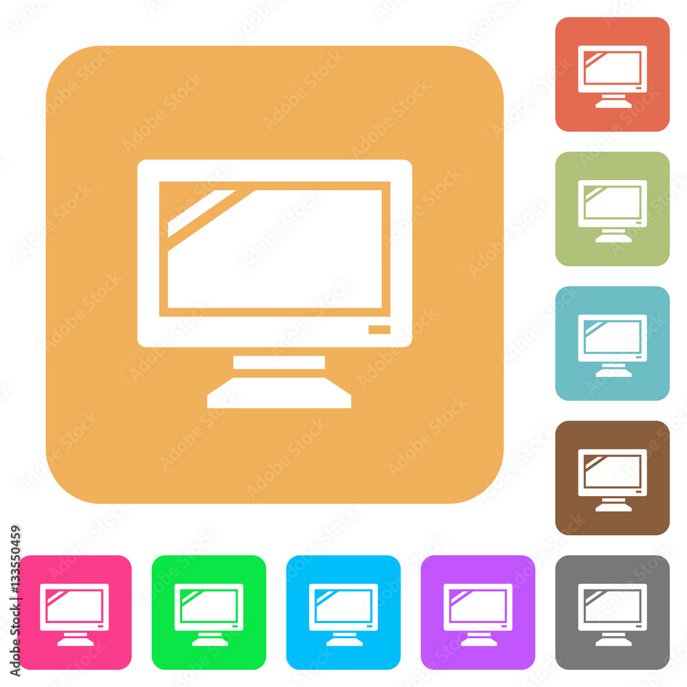 Monitor rounded square flat icons Monitor rounded square flat icons