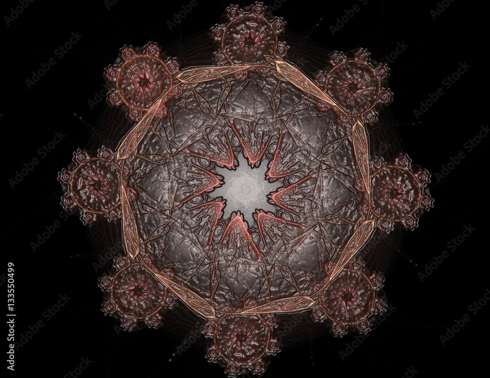 Fototapeta premium Lacy colorful clockwork pattern. Digital fractal art design. Abs
