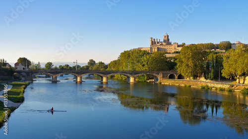 Beziers Kathedrale - Cathedral and the River Orb in Beziers, France